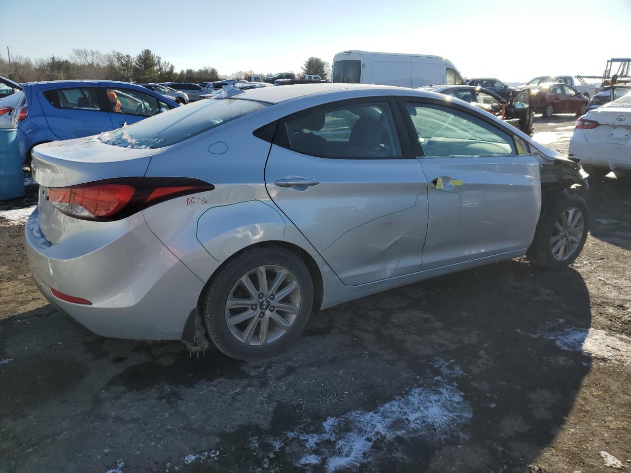 2015 Hyundai Elantra VIN 5NPDH4AE6FH618365 Copart auction photo, front end / side damage thumbnail 3