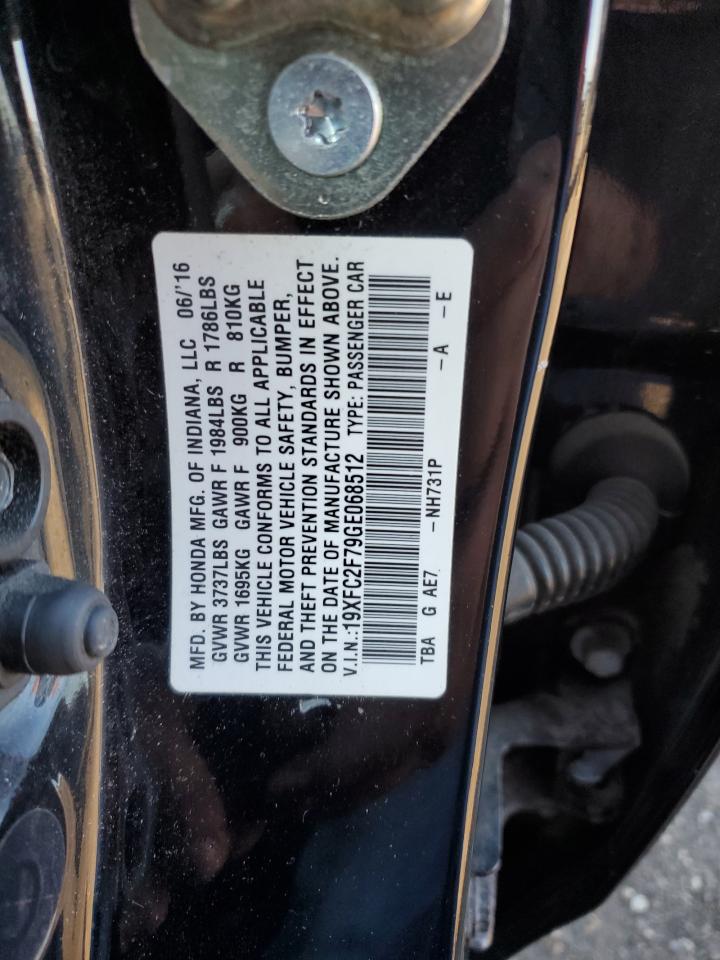 2016 Honda Civic VIN 19XFC2F79GE068512 Copart auction photo, front end damage thumbnail 15