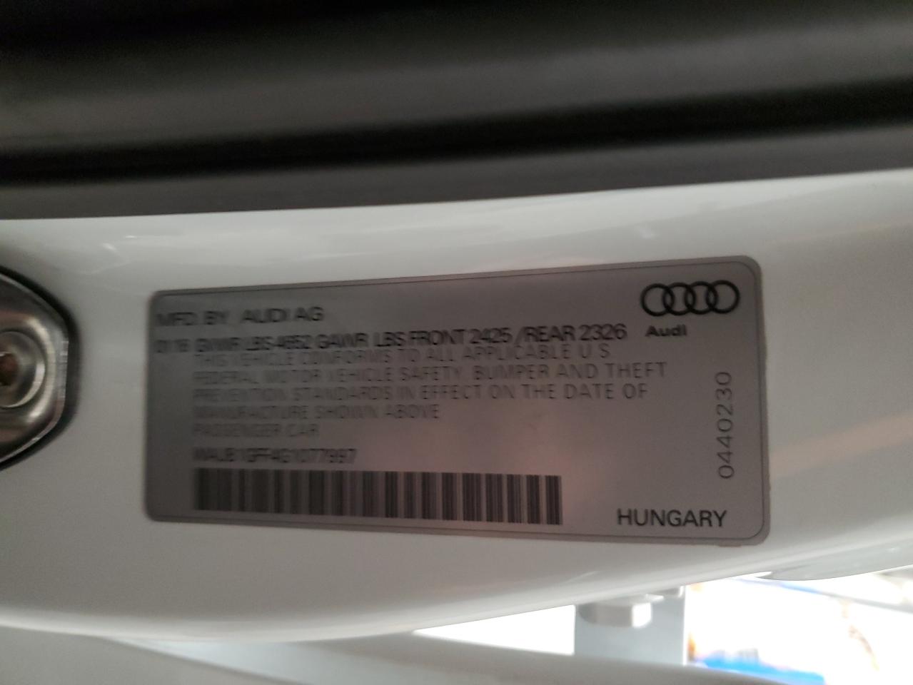 2016 Audi S3 VIN WAUB1GFF4G1077997 Copart auction photo, front end damage thumbnail 12