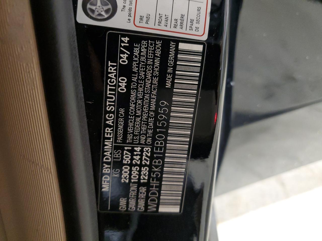 2014 Mercedes-Benz E-klasse VIN WDDHF5KB1EB015959 Copart auction photo, rear end damage thumbnail 12