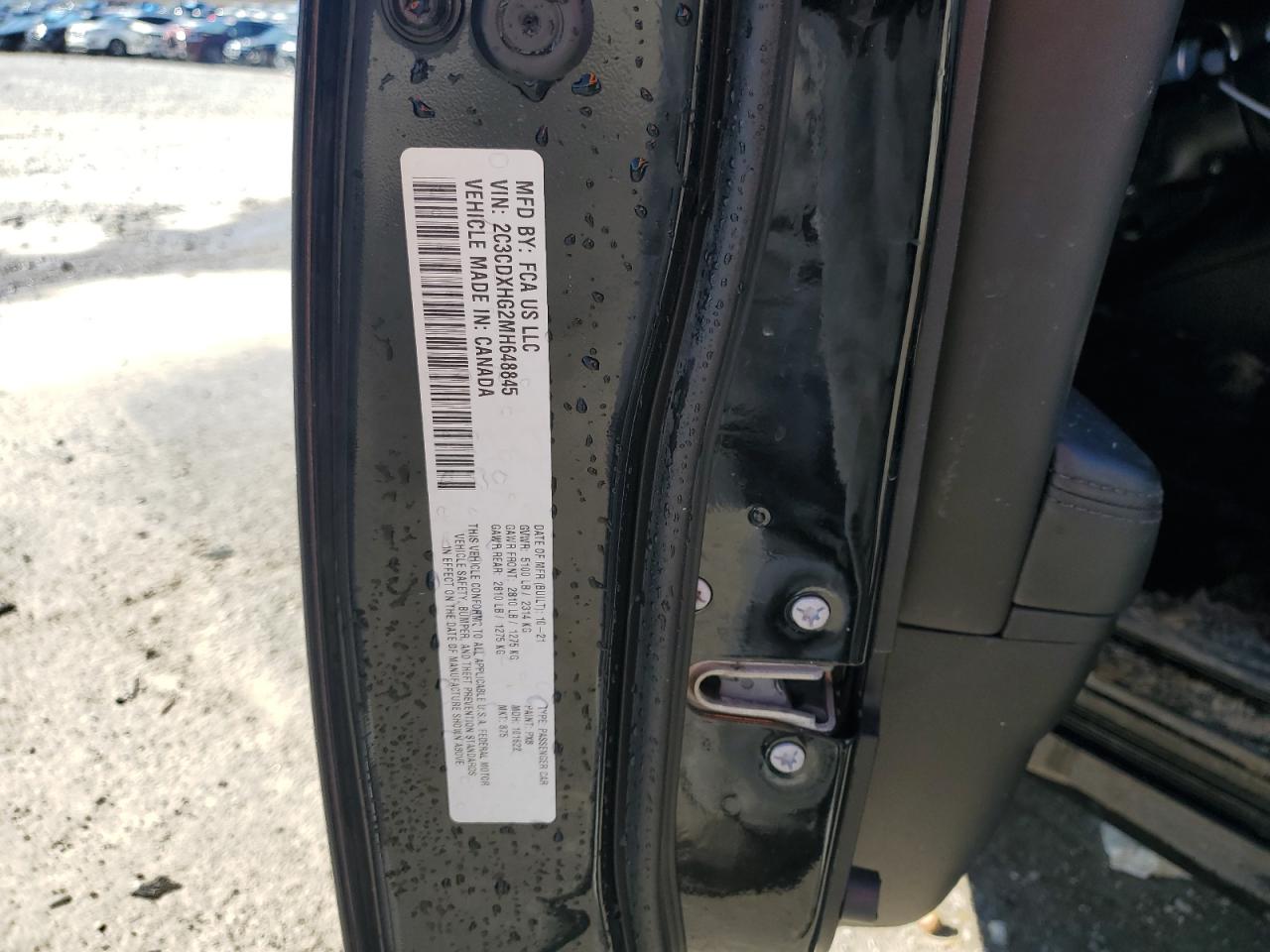 2021 Dodge Charger VIN 2C3CDXHG2MH648845 Copart auction photo, water/flood damage thumbnail 12