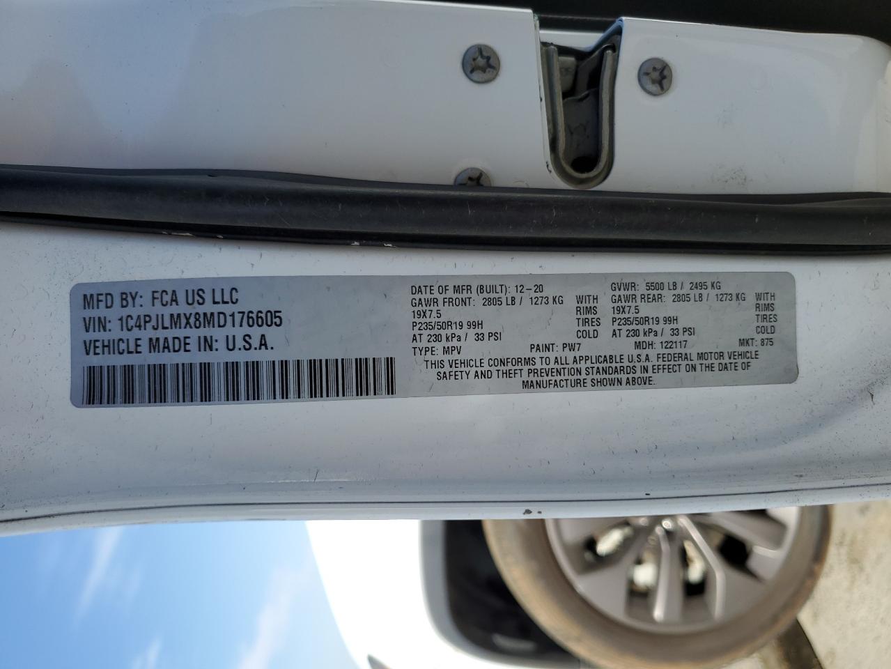 2021 Jeep Grand Cherokee VIN 1C4PJLMX8MD176605 Copart auction photo, all over / undercarriage damage thumbnail 13