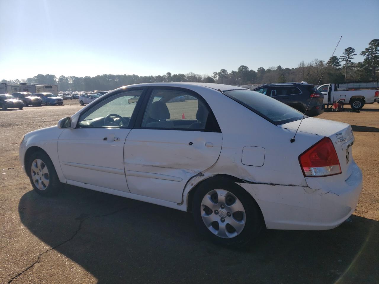 2007 KIA Spectra VIN KNAFE121875450478 Copart auction photo, side / rear end damage thumbnail 2