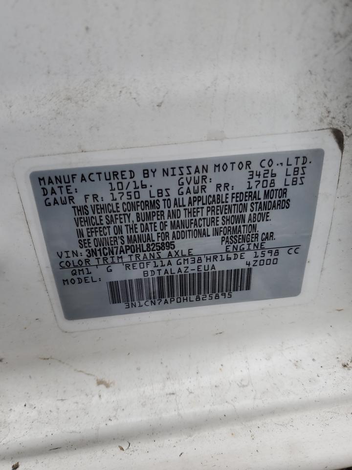2017 Nissan Versa VIN 3N1CN7AP0HL825895 Copart auction photo, front end damage thumbnail 12