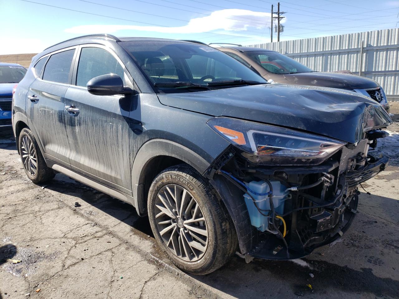 2021 Hyundai Tucson VIN KM8J3CAL3MU328691 Copart auction photo, front end / hail damage thumbnail 4