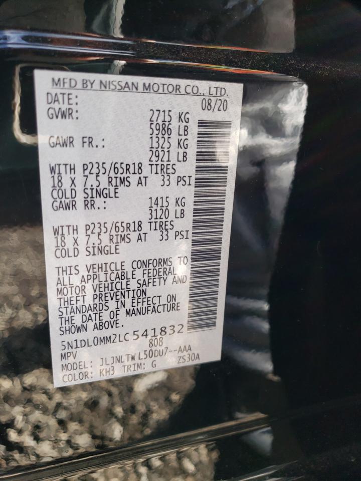 2020 Infiniti QX60 VIN 5N1DL0MM2LC541832 Copart auction photo, side damage thumbnail 13