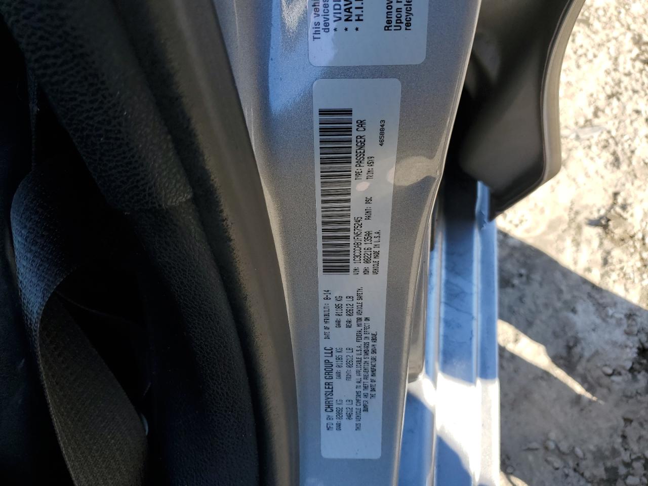 2015 Chrysler 200 VIN 1C3CCCAB1FN575245 Copart auction photo, rear end / front end damage thumbnail 12