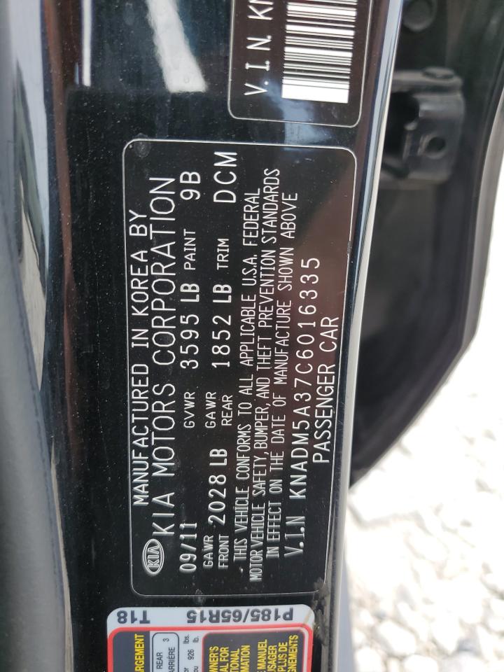 2012 KIA Rio VIN KNADM5A37C6016335 Copart auction photo, undercarriage / side damage thumbnail 13