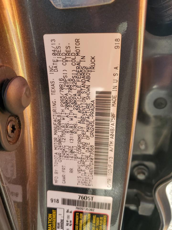 2013 Toyota Tacoma VIN 5TFLU4EN7DX073568 Copart auction photo, front end damage thumbnail 14