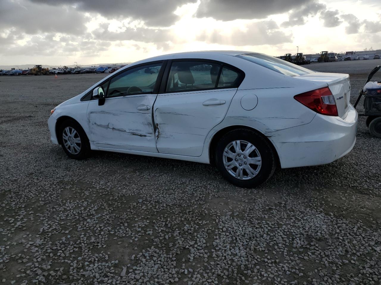2012 Honda Civic VIN 2HGFB2F50CH580323 Copart auction photo, side damage thumbnail 2