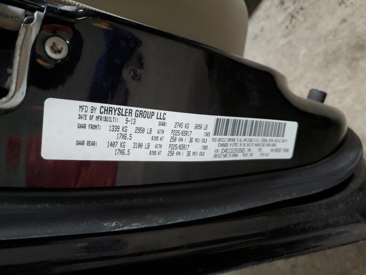2014 Chrysler Town & Country VIN 2C4RC1CG1ER165825 Copart auction photo, all over damage thumbnail 15