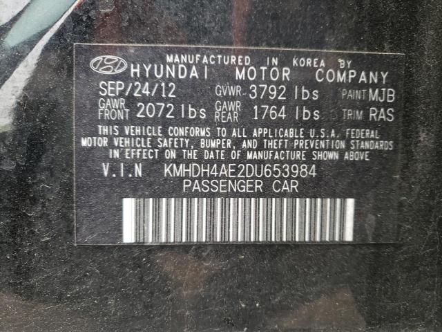 2013 Hyundai Elantra VIN KMHDH4AE2DU653984 Copart auction photo, vandalism / front end damage thumbnail 12