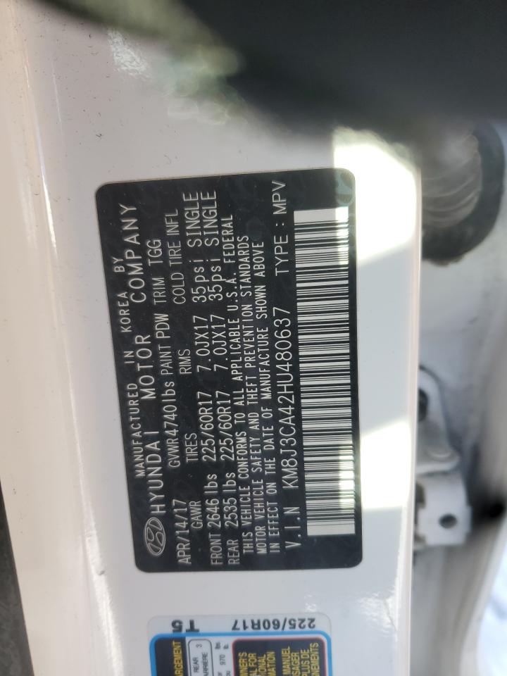 2017 Hyundai Tucson VIN KM8J3CA42HU480637 Copart auction photo, front end / rear end damage thumbnail 12