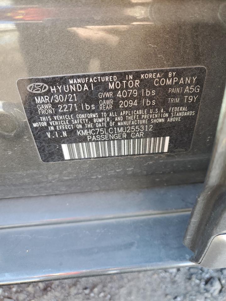 2021 Hyundai IONIQ VIN KMHC75LC1MU255312 Copart auction photo, front end damage thumbnail 12