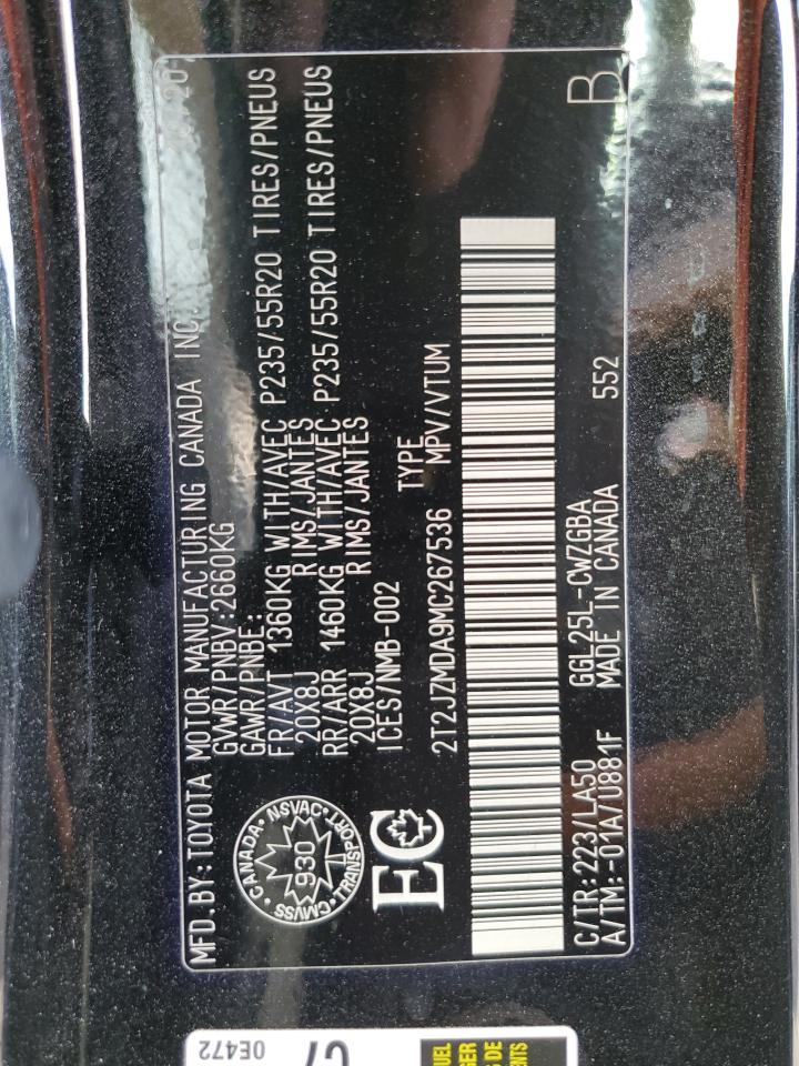 2021 Lexus RX VIN 2T2JZMDA9MC267536 Copart auction photo, front end / vandalism damage thumbnail 14
