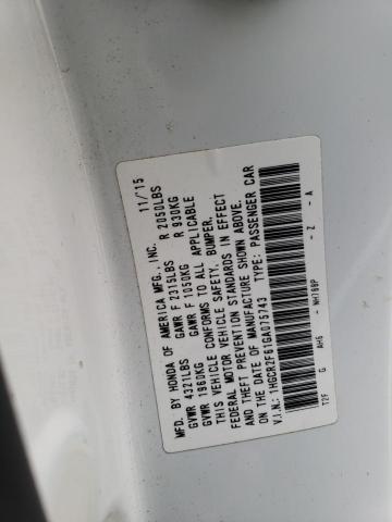 2016 Honda Accord VIN 1HGCR2F61GA075743 Copart auction photo, front end damage thumbnail 12