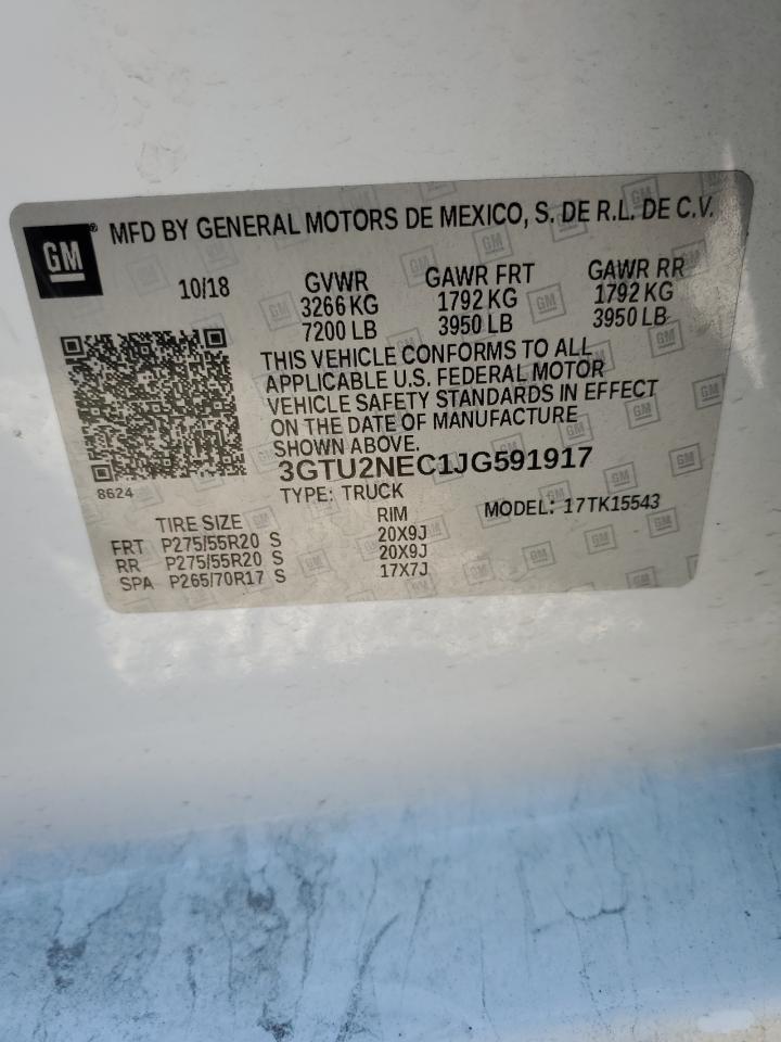 2018 GMC Sierra VIN 3GTU2NEC1JG591917 Copart auction photo, front end damage thumbnail 12