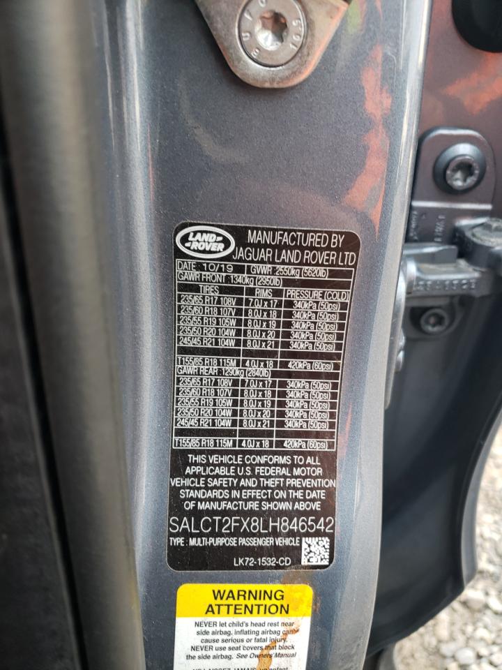 2020 Land Rover Discovery VIN SALCT2FX8LH846542 Copart auction photo, front end damage thumbnail 14