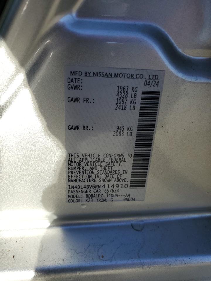 2024 Nissan Altima VIN 1N4BL4BV6RN414910 Copart auction photo, front end / rear end damage thumbnail 15
