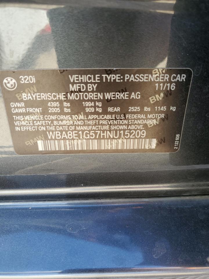 2017 BMW 3er VIN WBA8E1G57HNU15209 Copart auction photo, rear end / minor dent/scratches damage thumbnail 12