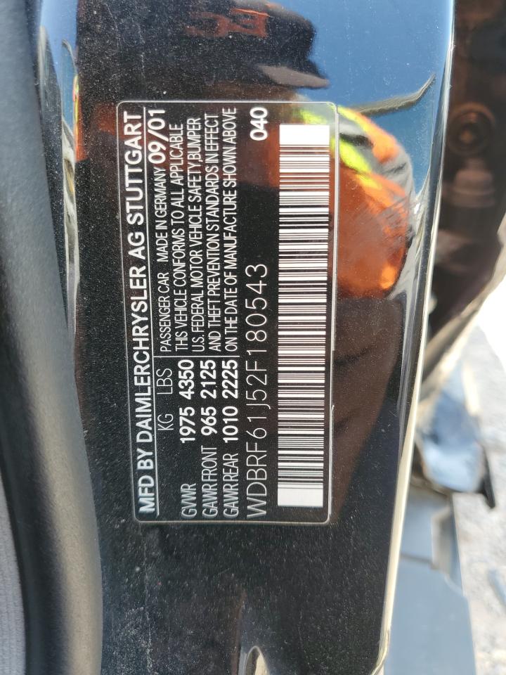 2002 Mercedes-Benz C-klasse VIN WDBRF61J52F180543 Copart auction photo, side / minor dent/scratches damage thumbnail 14
