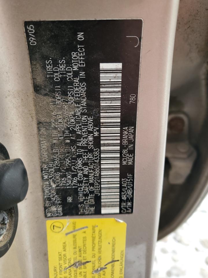 2006 Toyota Highlander VIN JTEEP21A860143383 Copart auction photo, front end damage thumbnail 13