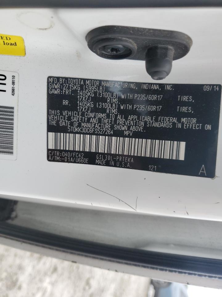 2015 Toyota Sienna VIN 5TDKK3DC6FS527264 Copart auction photo, rear end / front end damage thumbnail 16