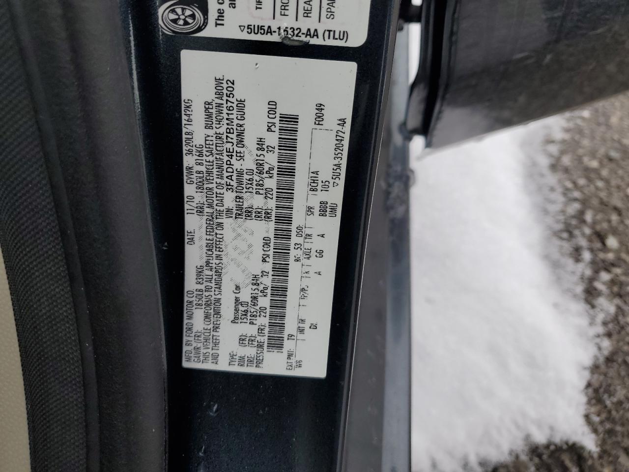 2011 Ford Fiesta VIN 3FADP4EJ7BM167502 Copart auction photo, rear end damage thumbnail 12