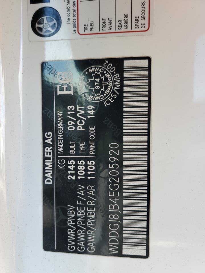 2014 Mercedes-Benz C-klasse VIN WDDGJ8JB4EG205920 Copart auction photo, front end damage thumbnail 12