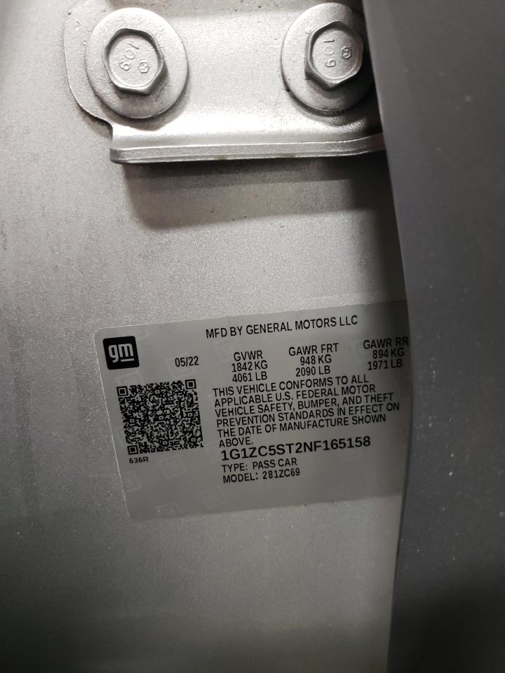 2022 Chevrolet Malibu VIN 1G1ZC5ST2NF165158 Copart auction photo, normal wear damage thumbnail 12