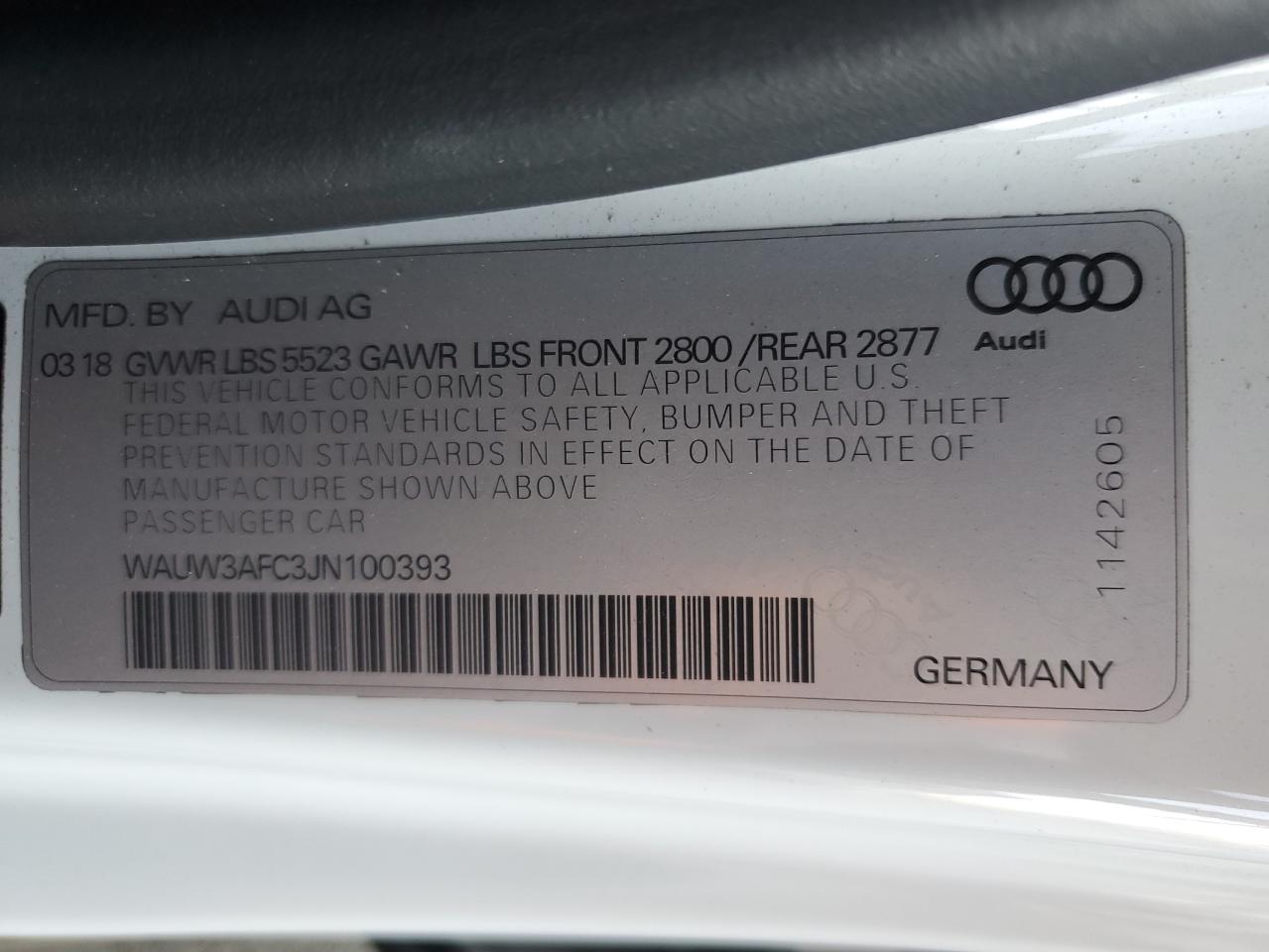 2018 Audi A7 VIN WAUW3AFC3JN100393 Copart auction photo, front end damage thumbnail 13