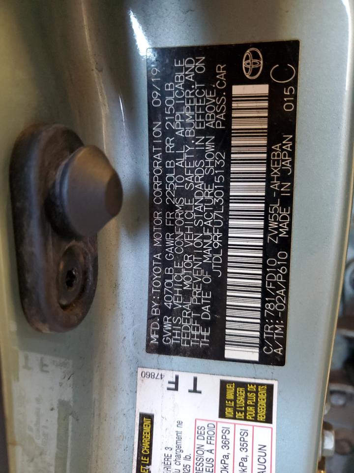 2020 Toyota Prius VIN JTDL9RFU7L3015132 Copart auction photo, front end damage thumbnail 12