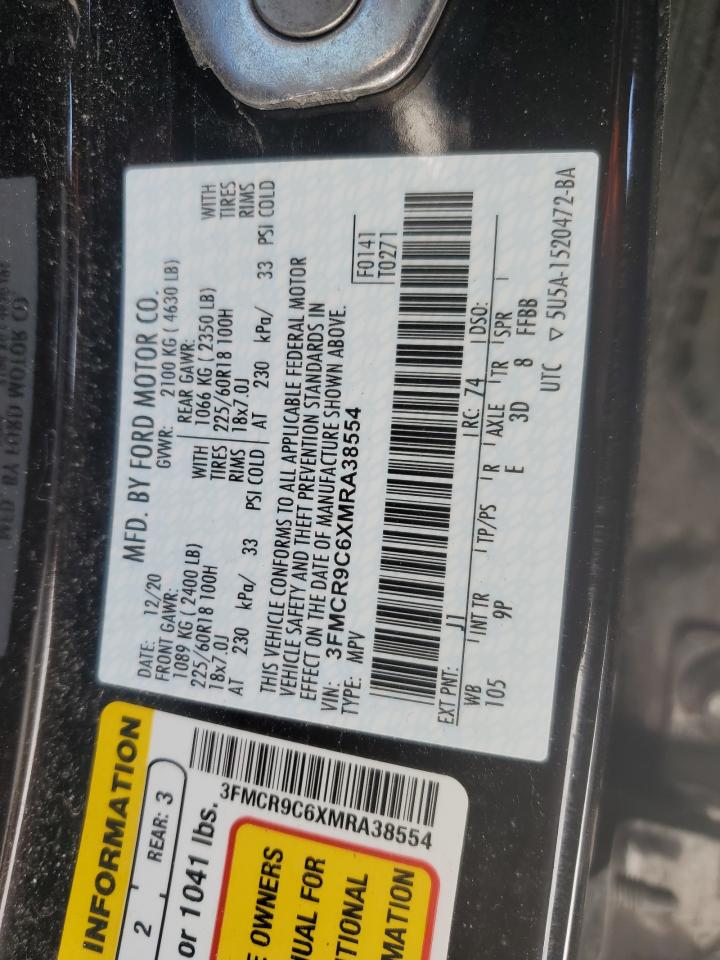 2021 Ford Bronco VIN 3FMCR9C6XMRA38554 Copart auction photo, rollover damage thumbnail 13