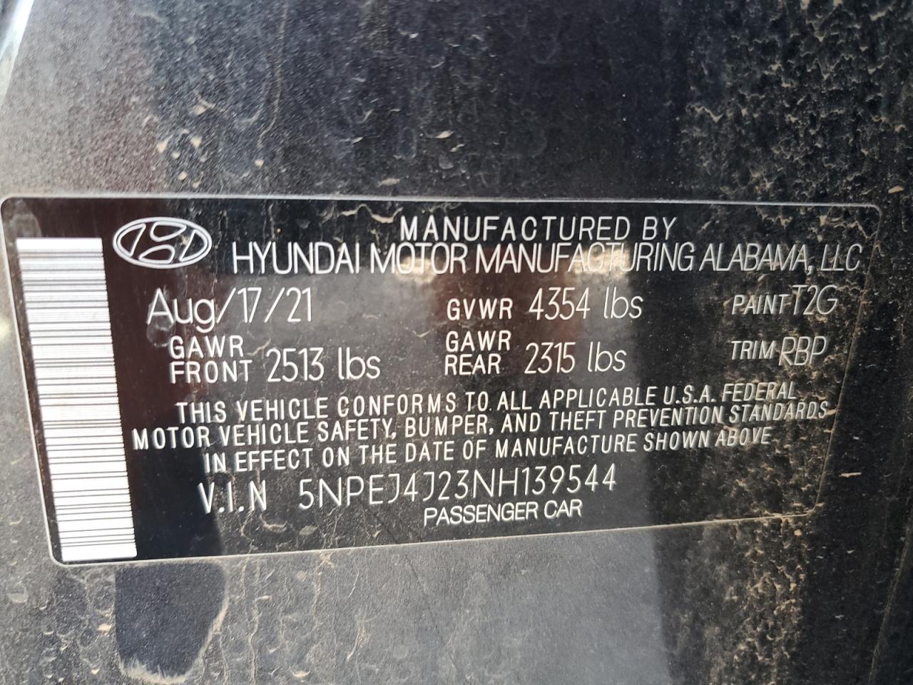 2022 Hyundai Sonata VIN 5NPEJ4J23NH139544 Copart auction photo, front end damage thumbnail 12