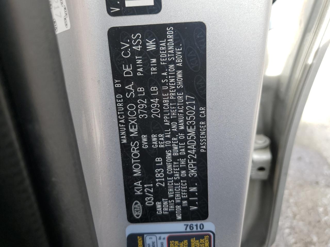 2021 KIA Forte VIN 3KPF24AD5ME350217 Copart auction photo, front end / undercarriage damage thumbnail 13