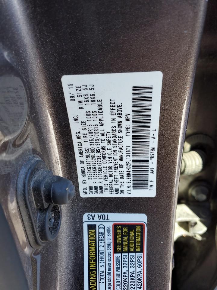 2015 Honda CR-V VIN 5J6RM4H32FL131871 Copart auction photo, side / rear end damage thumbnail 13