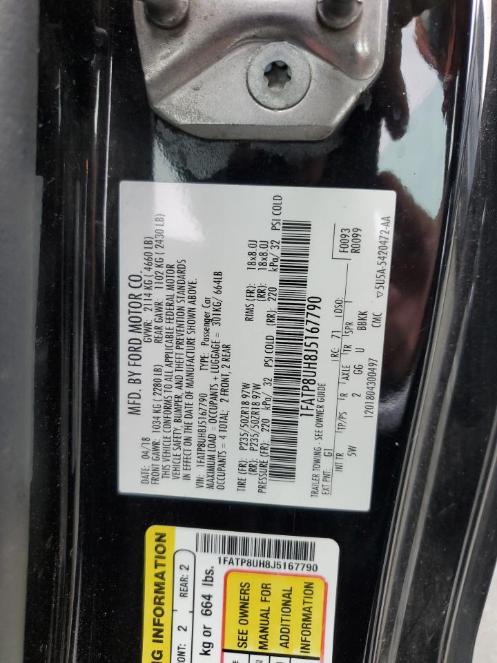 2018 Ford Mustang VIN 1FATP8UH8J5167790 Copart auction photo, front end / side damage thumbnail 13