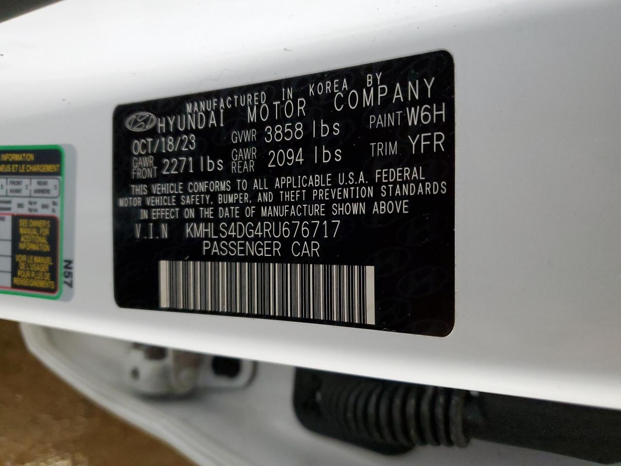 2024 Hyundai Elantra VIN KMHLS4DG4RU676717 Copart auction photo, front end / rear end damage thumbnail 12