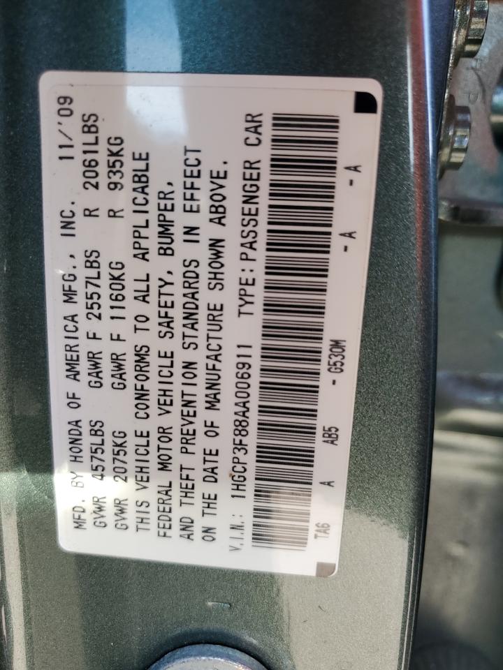 2010 Honda Accord VIN 1HGCP3F88AA006911 Copart auction photo, front end damage thumbnail 15