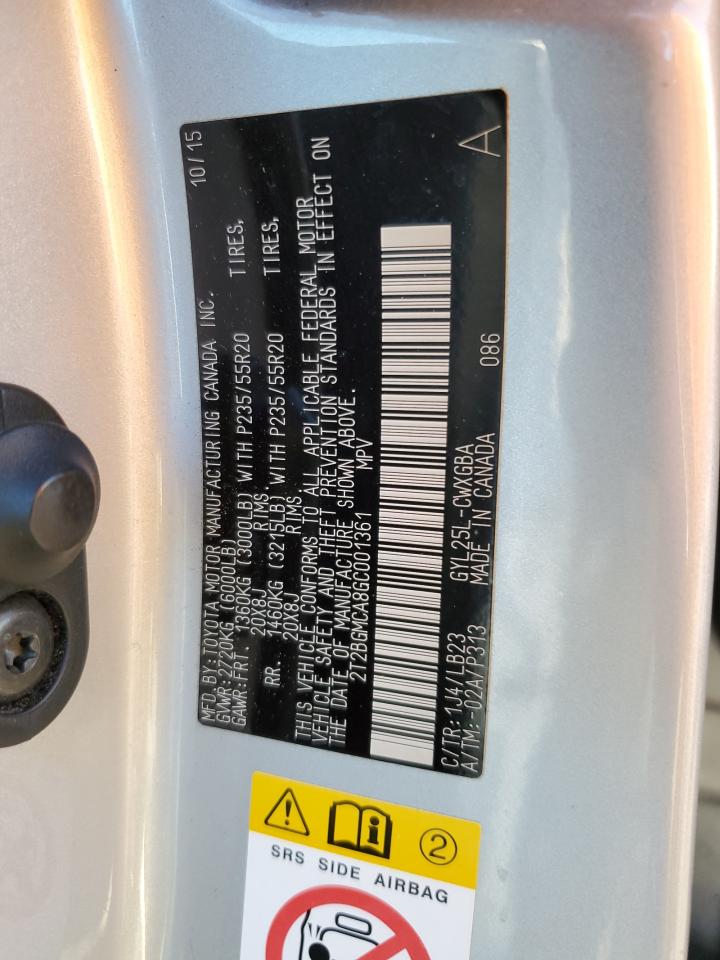 2016 Lexus RX VIN 2T2BGMCA8GC001361 Copart auction photo, water/flood damage thumbnail 13