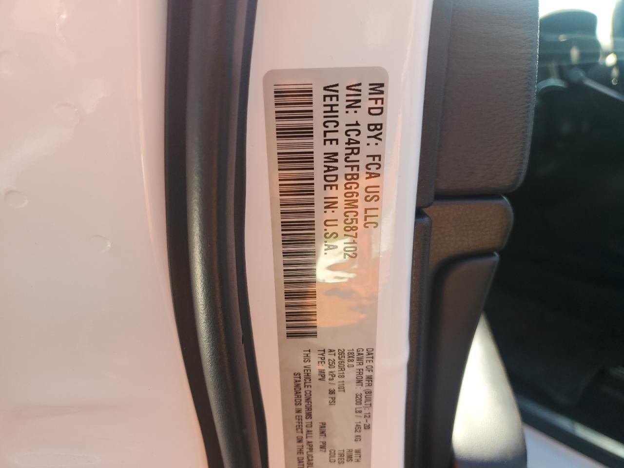 2021 Jeep Grand Cherokee VIN 1C4RJFBG6MC587102 Copart auction photo, side damage thumbnail 13
