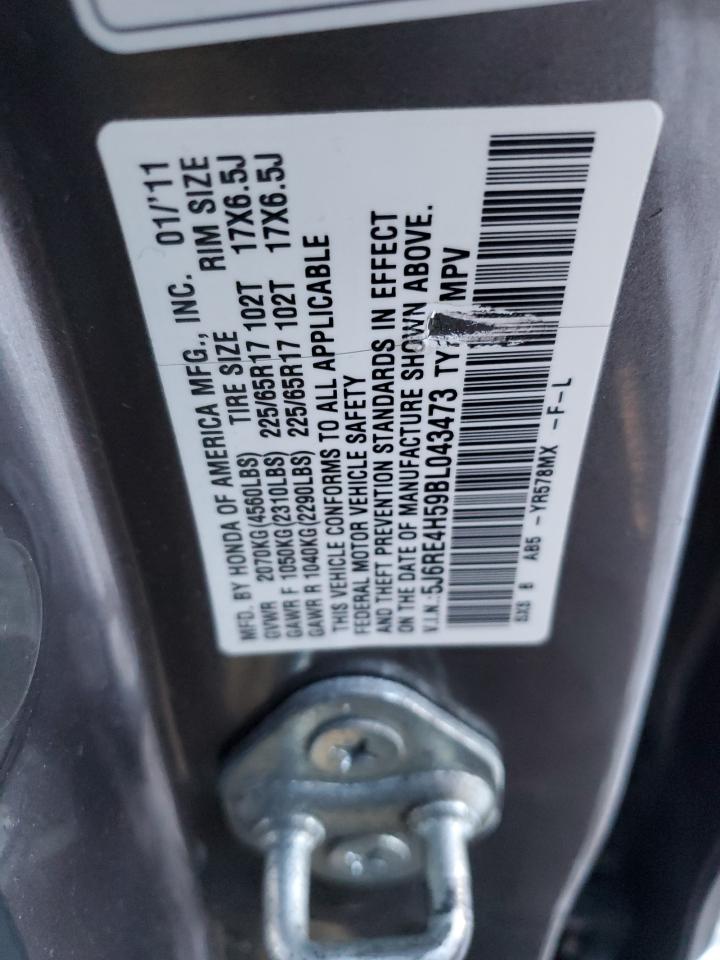 2011 Honda CR-V VIN 5J6RE4H59BL043473 Copart auction photo, front end damage thumbnail 13
