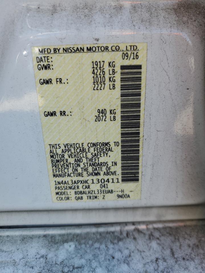 2017 Nissan Altima VIN 1N4AL3APXHC130411 Copart auction photo, side damage thumbnail 12