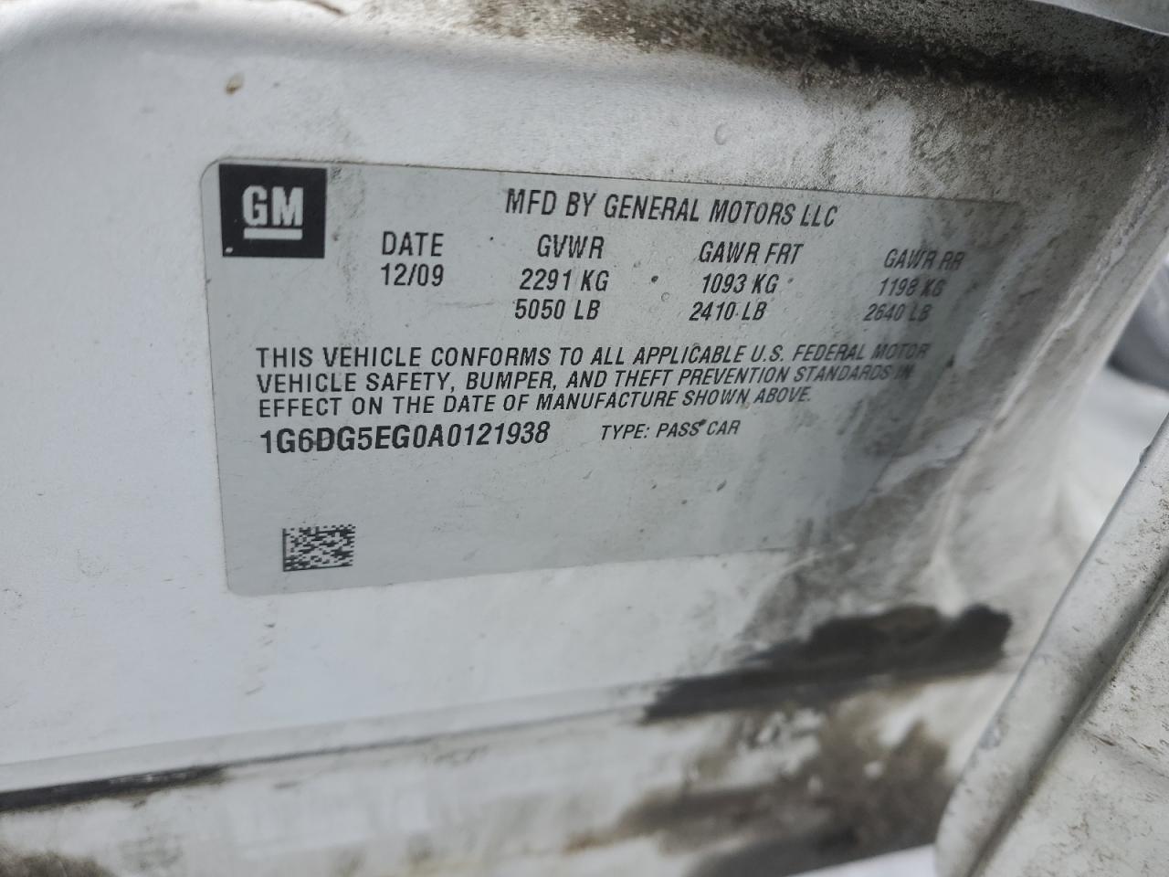 2010 Cadillac CTS VIN 1G6DG5EG0A0121938 Copart auction photo, undercarriage / all over damage thumbnail 13