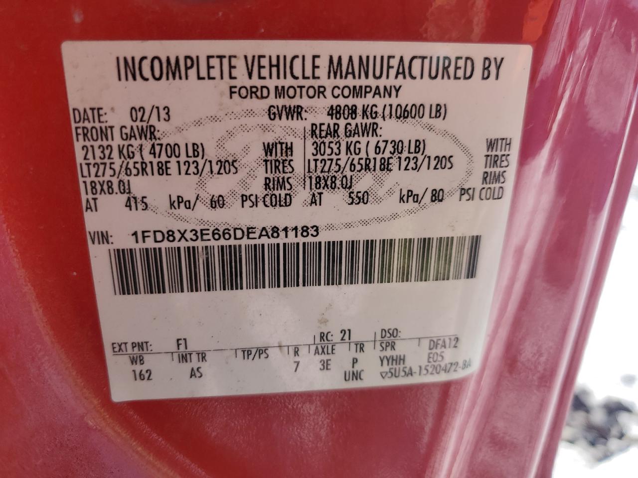2013 Ford F350 VIN 1FD8X3E66DEA81183 Copart auction photo, side damage thumbnail 12