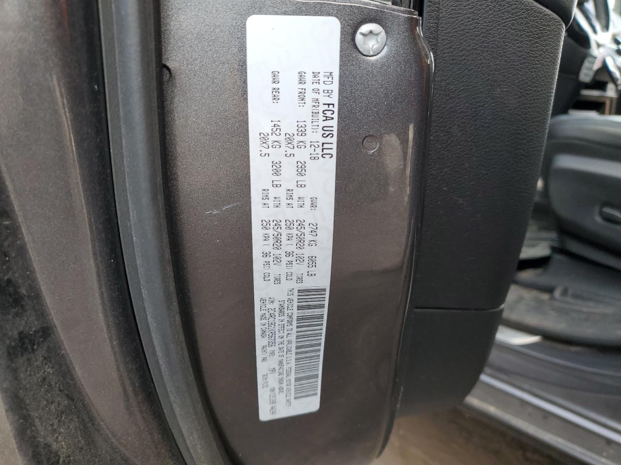 2019 Chrysler Pacifica VIN 2C4RC1BG1KR567356 Copart auction photo, mechanical / rear end damage thumbnail 13