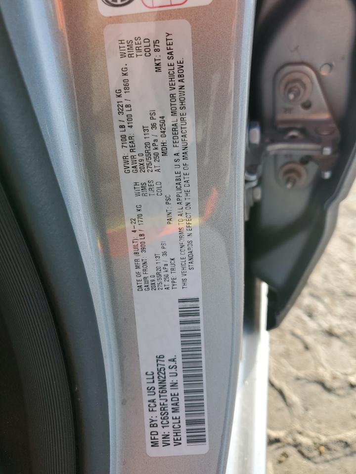 2022 RAM 1500 VIN 1C6SRFJT6NN225776 Copart auction photo, front end / side damage thumbnail 14