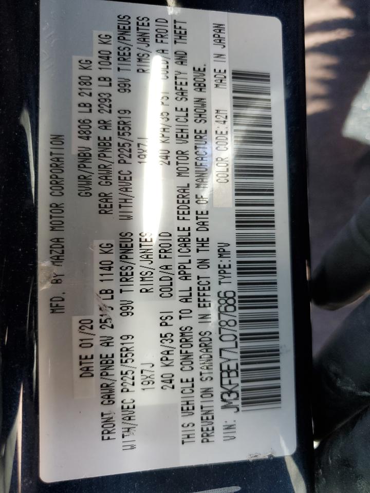 2020 Mazda CX-5 VIN JM3KFBEY7L0787686 Copart auction photo, side damage thumbnail 14
