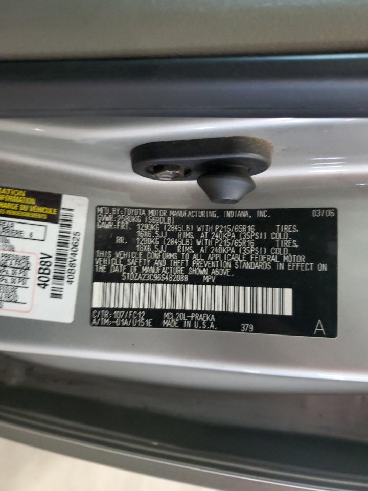 2006 Toyota Sienna VIN 5TDZA23C96S482088 Copart auction photo, rear end / side damage thumbnail 13