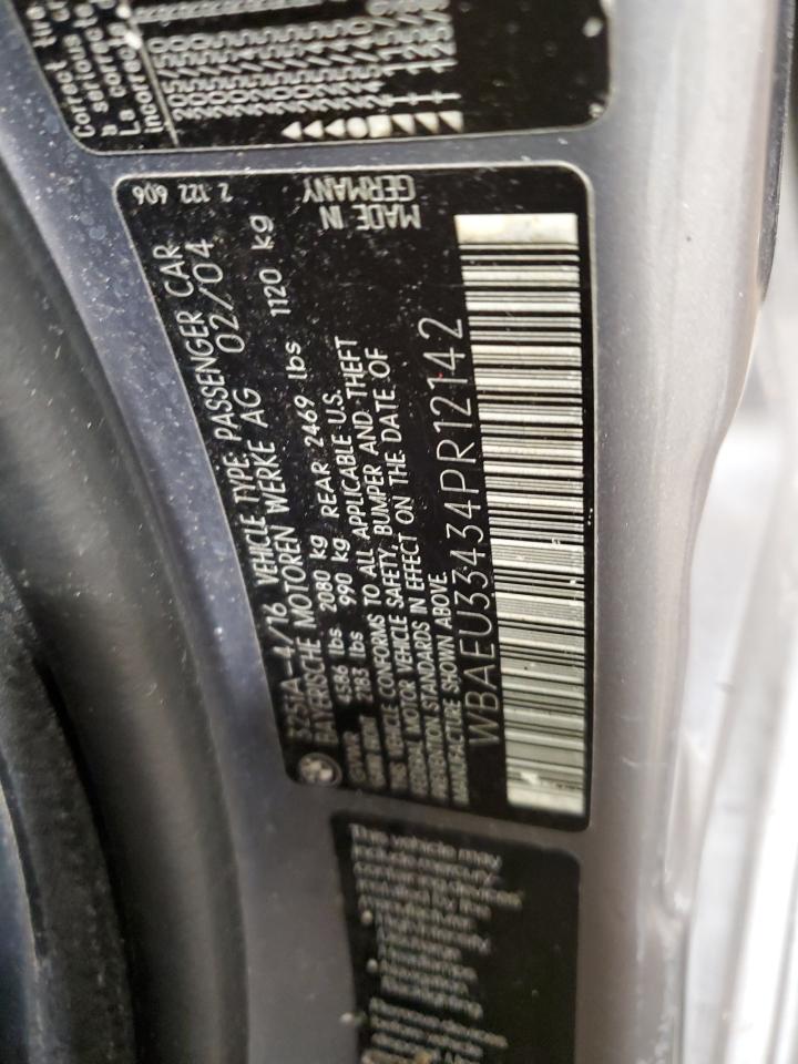 2004 BMW 3er VIN WBAEU33434PR12142 Copart auction photo, front end / undercarriage damage thumbnail 15